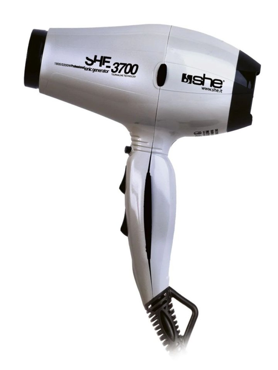 Parrucchiere - Barber She Professional | She Professional Asciugacapelli Compatto 3700 Ionic 2200 W Colore Argento