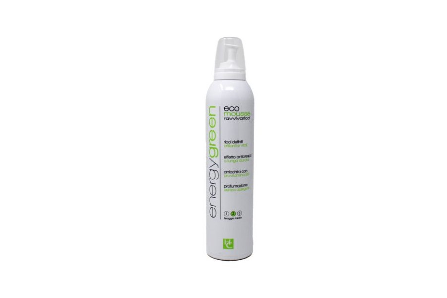 Capelli Hc | Energy Green Mousse Fissaggio Medio Schiuma Per Capelli Ravviva Ricci 300 Ml